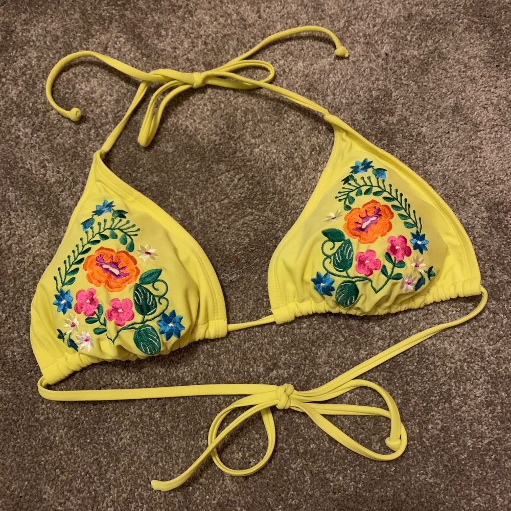Yellow string bikini top